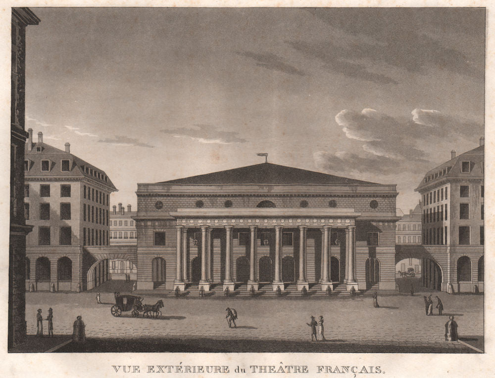 PARIS. Theâtre Français. Comédie-Française. Aquatint 1808 old antique print